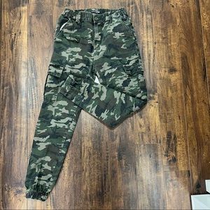 Camouflage Green Cargo Pants with Pockets